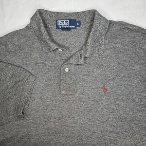 Ralph Lauren Polo Dark Gray Burgundy Pony Short Sleeve Golf Shirt Size Large‎
